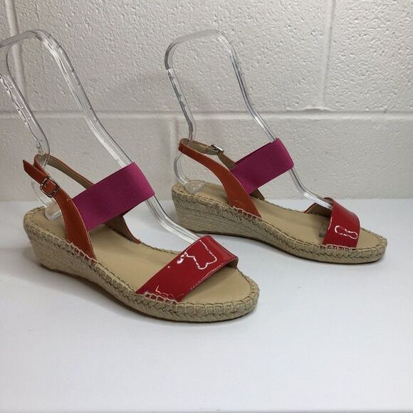 Carmen Saiz Anthropologie Womens Patent Leather Espadrille Wedge Sandals Size 39 - Picture 2 of 12